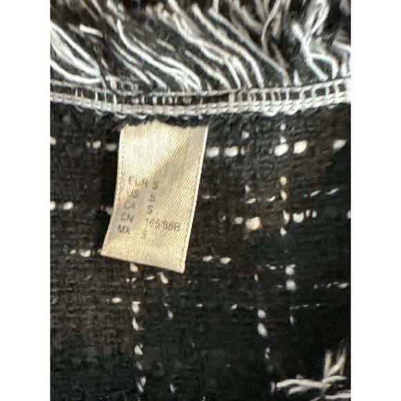 Floerns Black Tweed Pocket Fringed Trim Mini Shift Dress SMALL - Picture 10 of 10